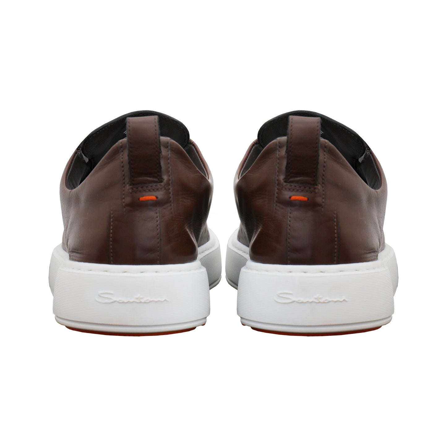 Santoni Italian Leather Slip-On Shoes – Brown, Men's