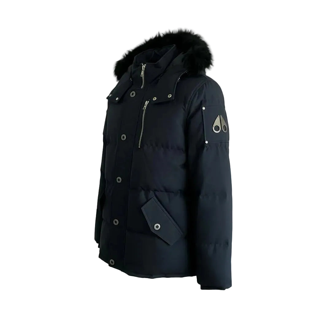 Moose Knuckles Forestville Fur Trim Down Jacket – Men's | Navy Blue