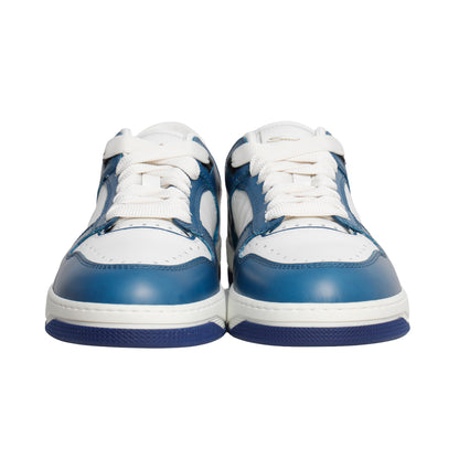 Santoni Italian Leather Sneakers – White/Blue, Men's