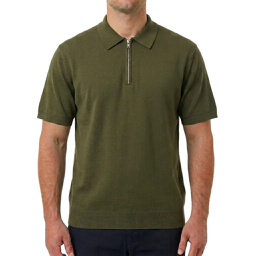 Gran Sasso Italian Silk Polo Shirt – Dark Green, Men's