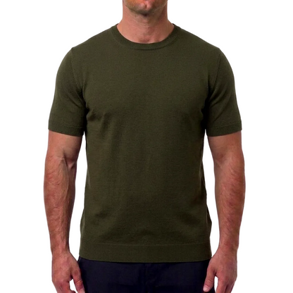 Gran Sasso Italian Silk T-Shirt – Dark Green, Men's