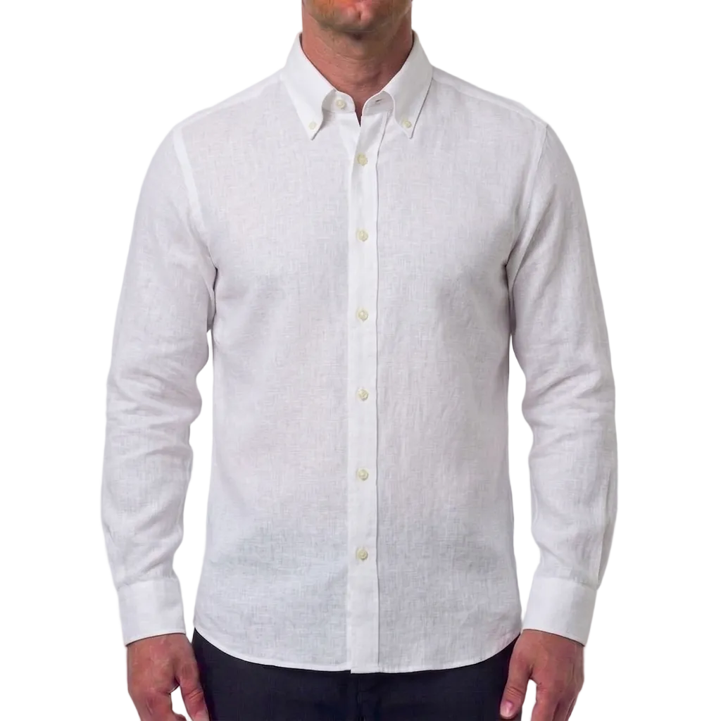 Corneliani Linen Dress Shirt – White, Men's