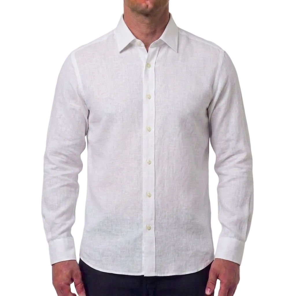 Corneliani Linen Dress Shirt – White, Men's