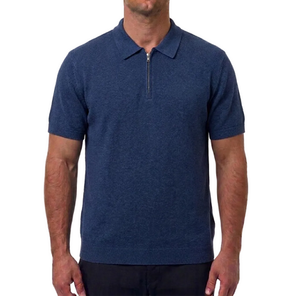 Gran Sasso Italian Silk Polo Shirt – Blue, Men's