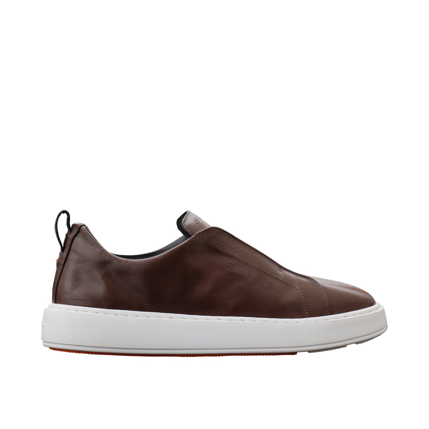 Santoni Italian Leather Slip-On Shoes – Brown, Men's