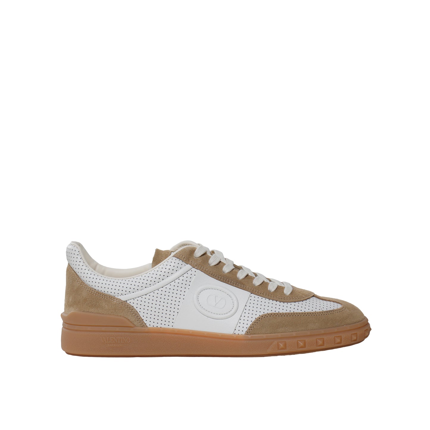Valentino White & Beige Leather Low-Top Sneakers – Men's