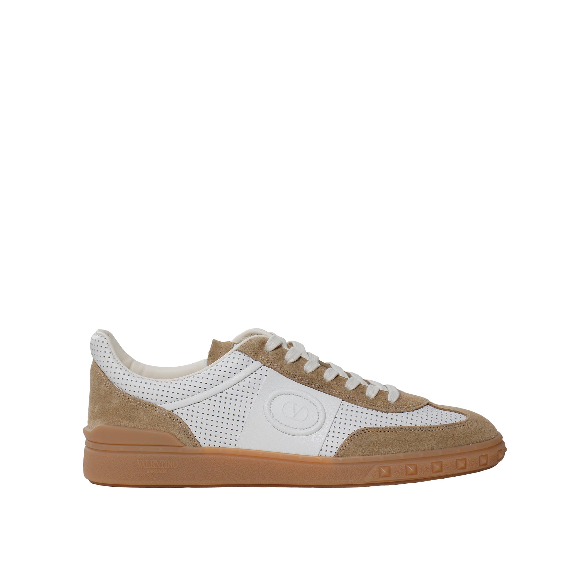 Valentino White & Beige Leather Low-Top Sneakers – Men's