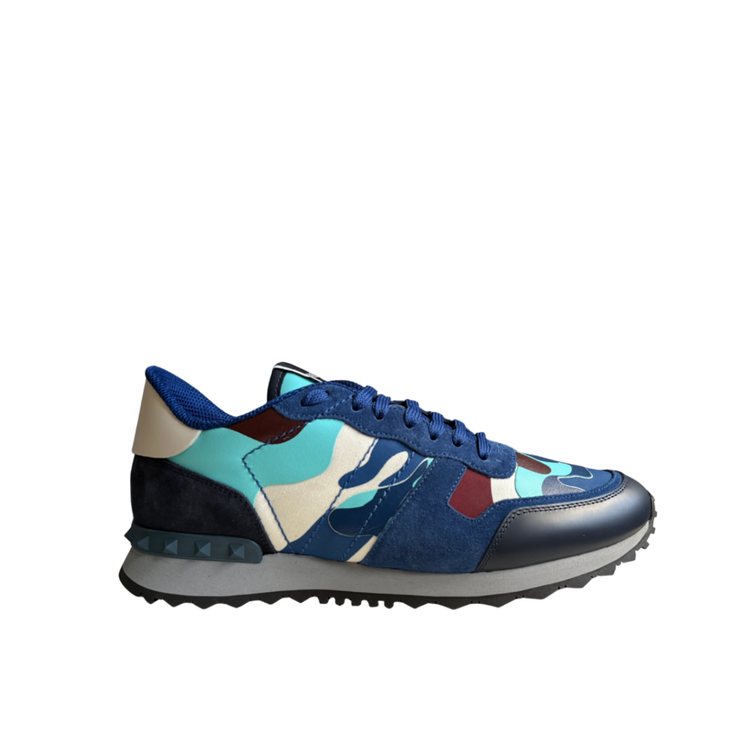 Valentino Blue & Burgundy Leather Low-Top Sneakers – Men's