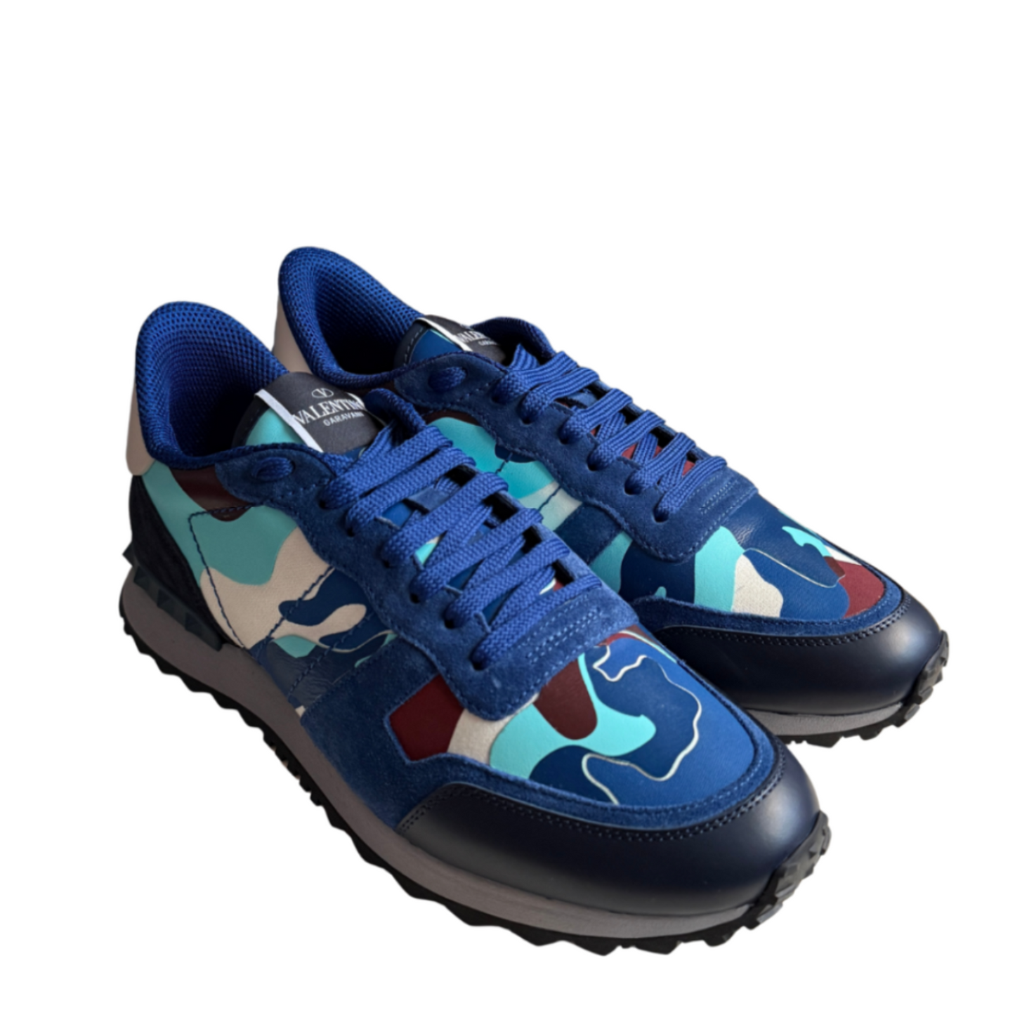 Valentino Blue & Burgundy Leather Low-Top Sneakers – Men's