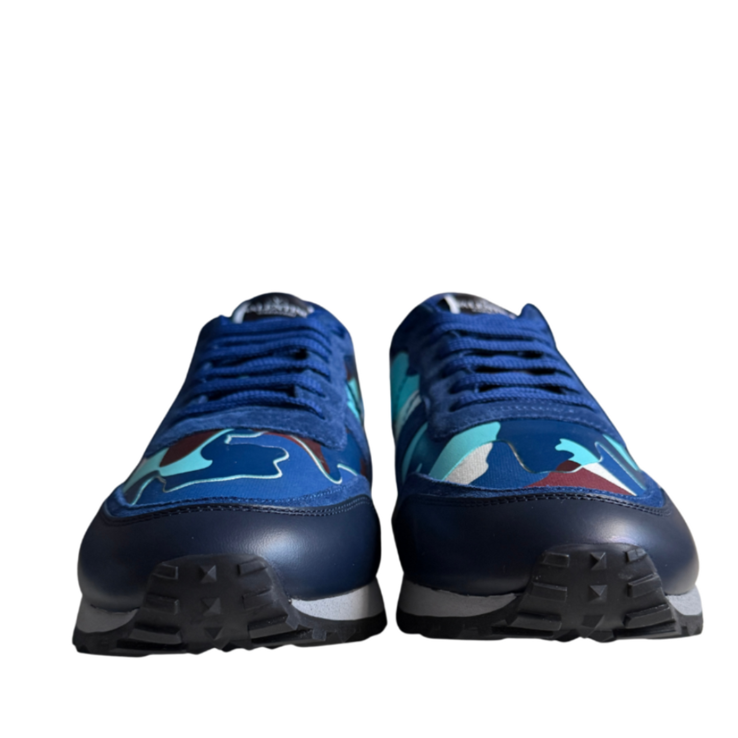 Valentino Blue & Burgundy Leather Low-Top Sneakers – Men's