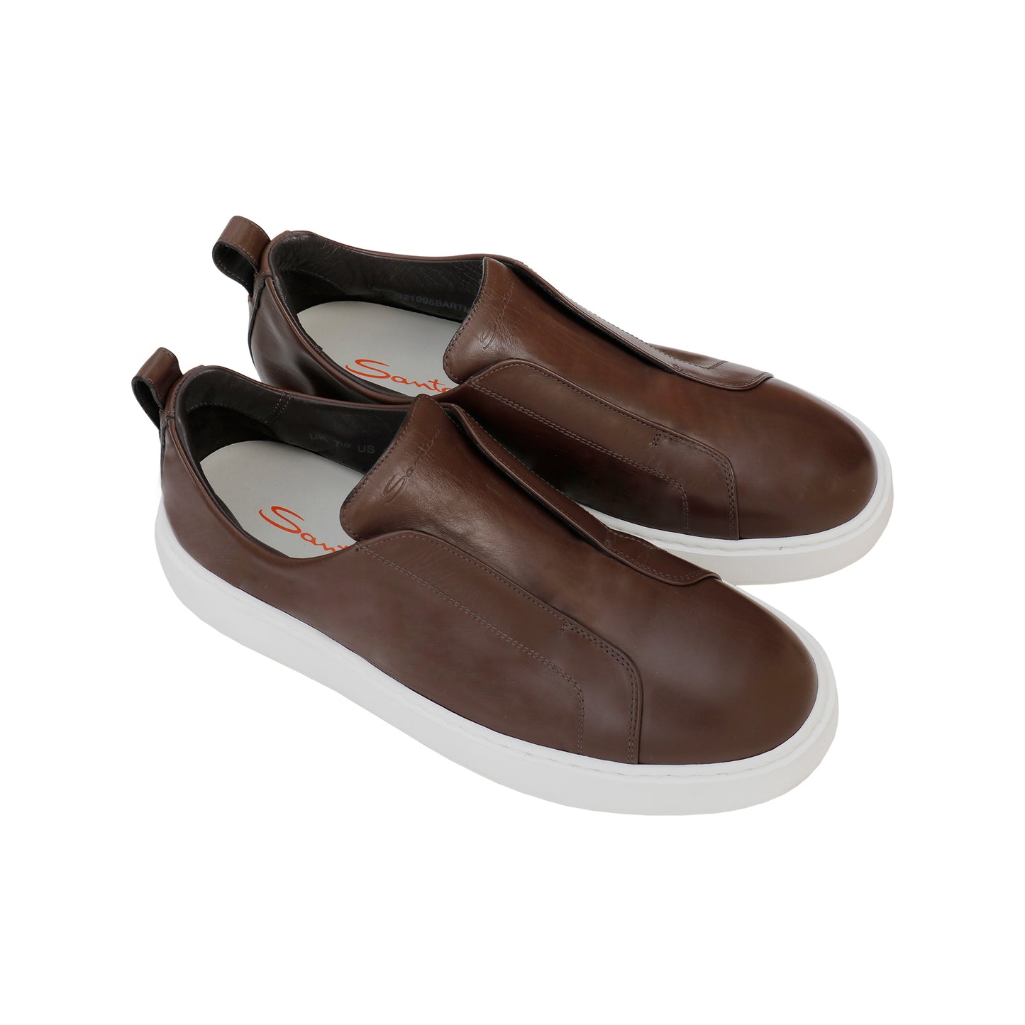 Santoni Italian Leather Slip-On Shoes – Brown, Men's