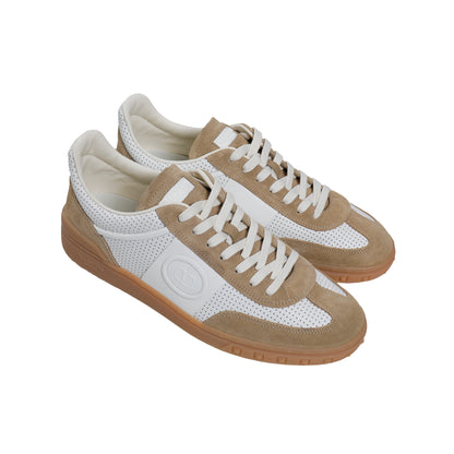 Valentino White & Beige Leather Low-Top Sneakers – Men's
