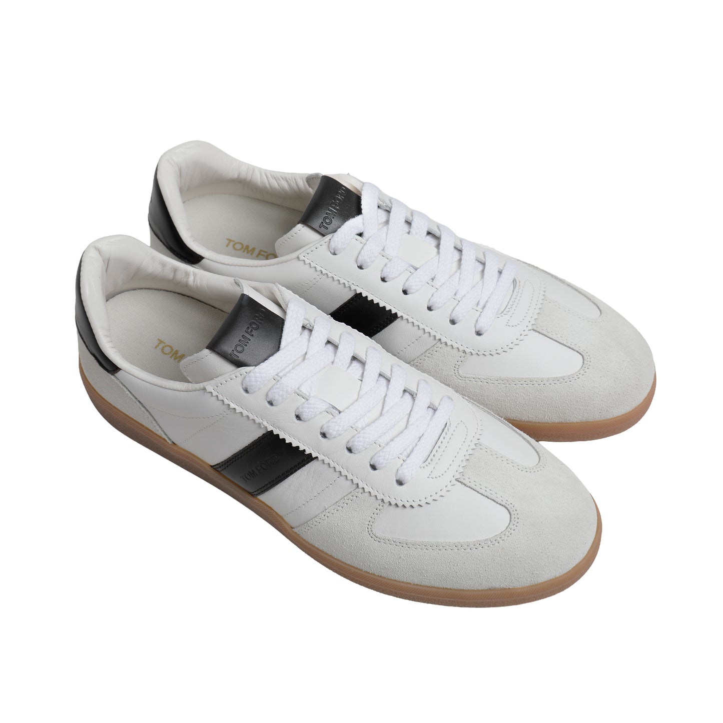 Tom Ford Italian Leather Sneakers – White/Black, Men's