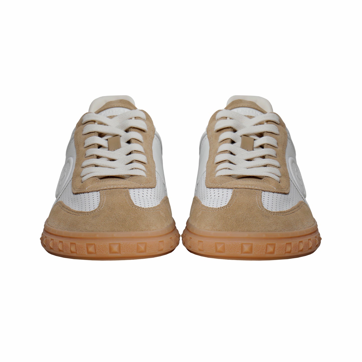 Valentino White & Beige Leather Low-Top Sneakers – Men's