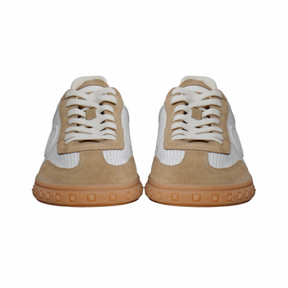 Valentino White & Beige Leather Low-Top Sneakers – Men's