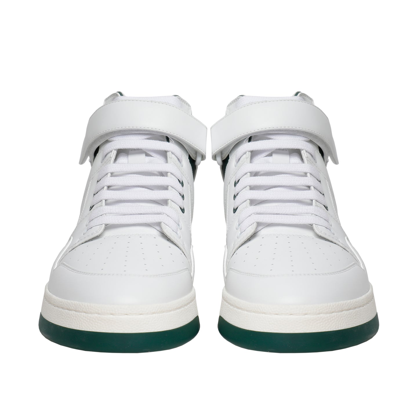 Saint Laurent White & Green Leather High-Top Sneakers – Men's