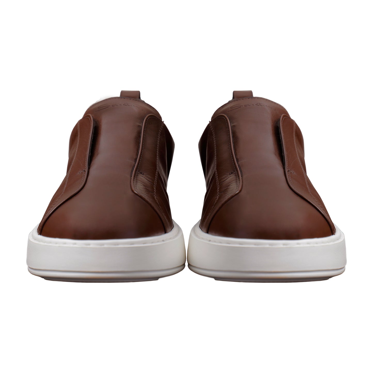 Santoni Italian Leather Slip-On Shoes – Brown, Men's