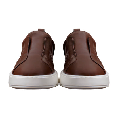 Santoni Italian Leather Slip-On Shoes – Brown, Men's
