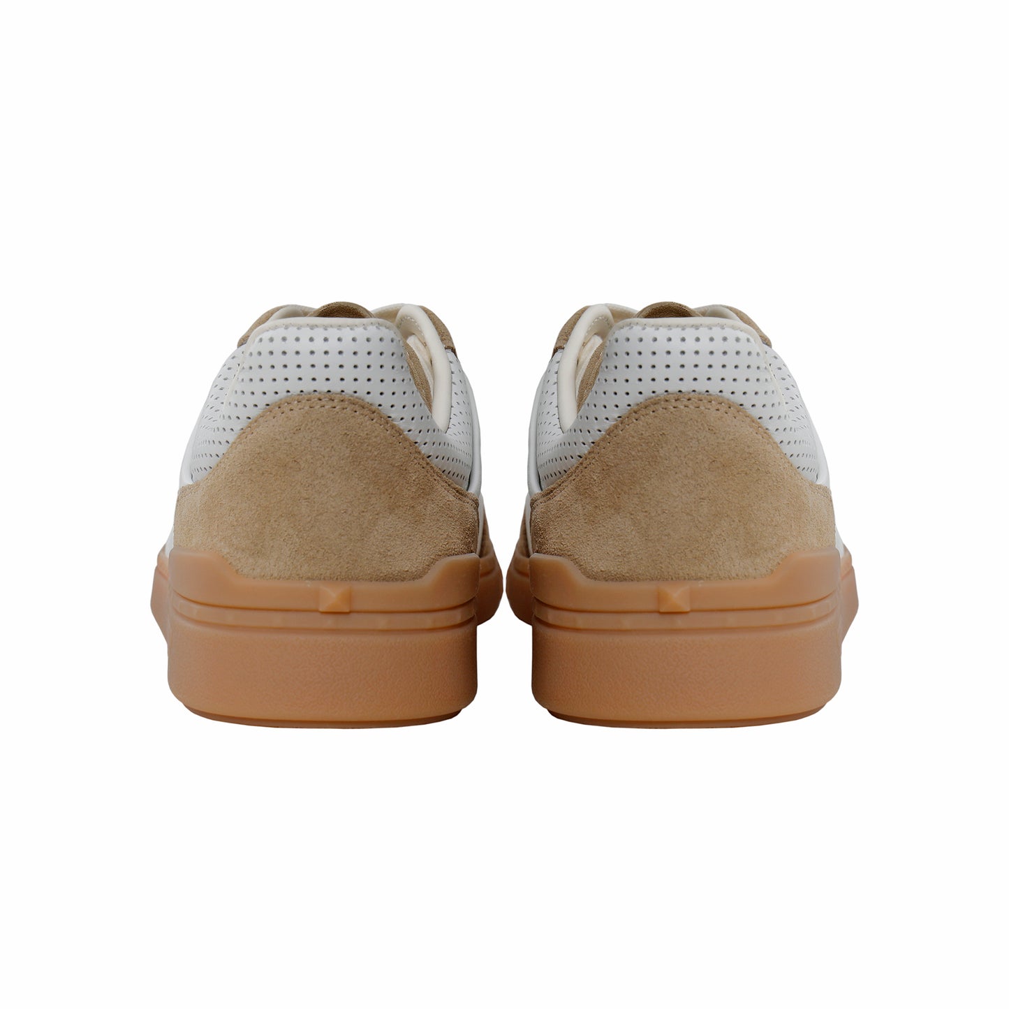 Valentino White & Beige Leather Low-Top Sneakers – Men's