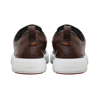 Santoni Italian Leather Slip-On Shoes – Brown, Men's