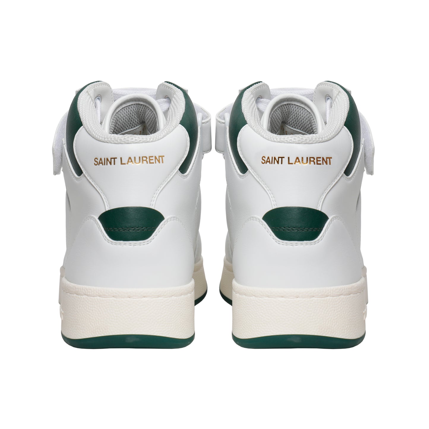 Saint Laurent White & Green Leather High-Top Sneakers – Men's