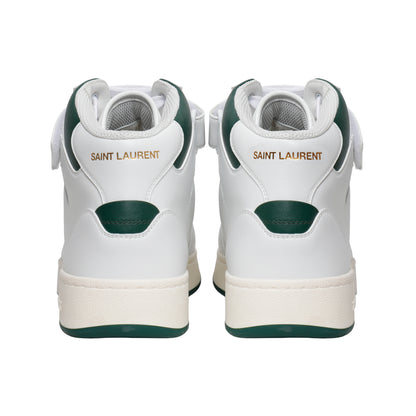 Saint Laurent White & Green Leather High-Top Sneakers – Men's