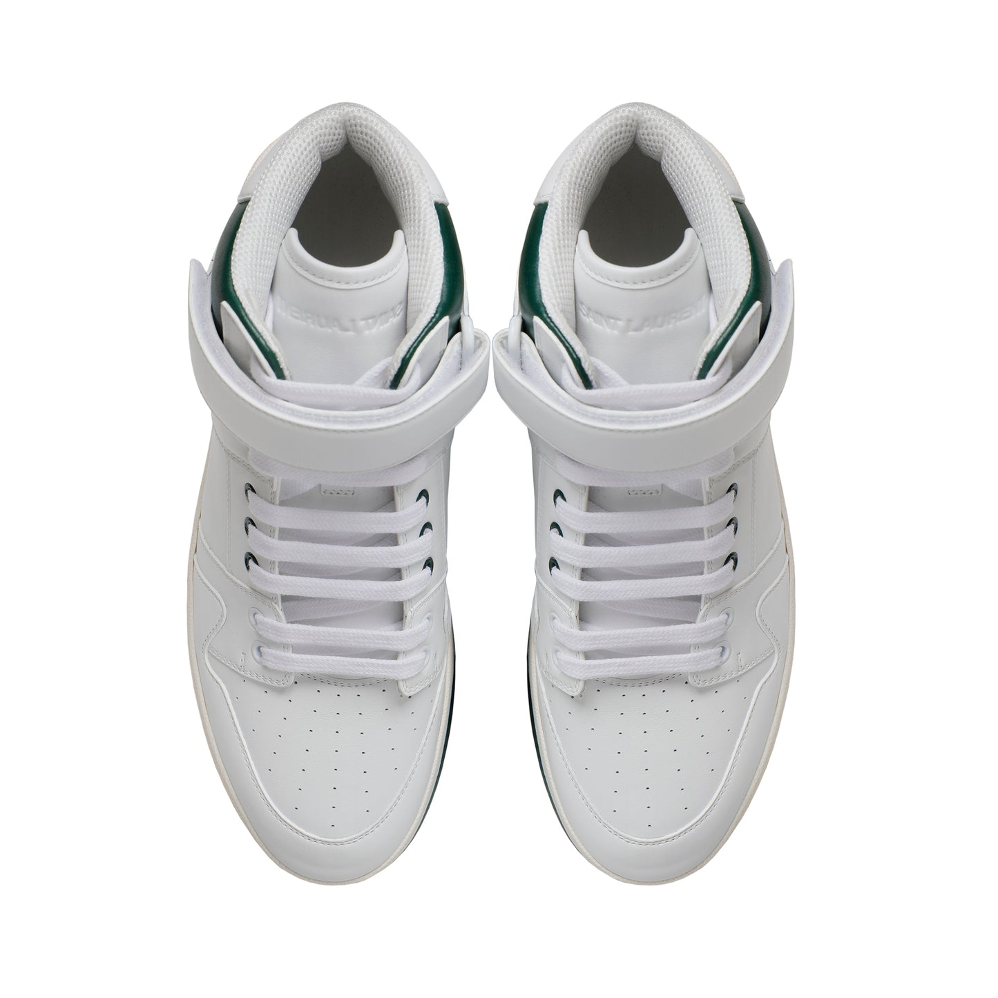 Saint Laurent White & Green Leather High-Top Sneakers – Men's