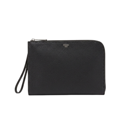 Fendi Leather Pouch Bag – Black, Men's