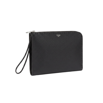 Fendi Leather Pouch Bag – Black, Men's