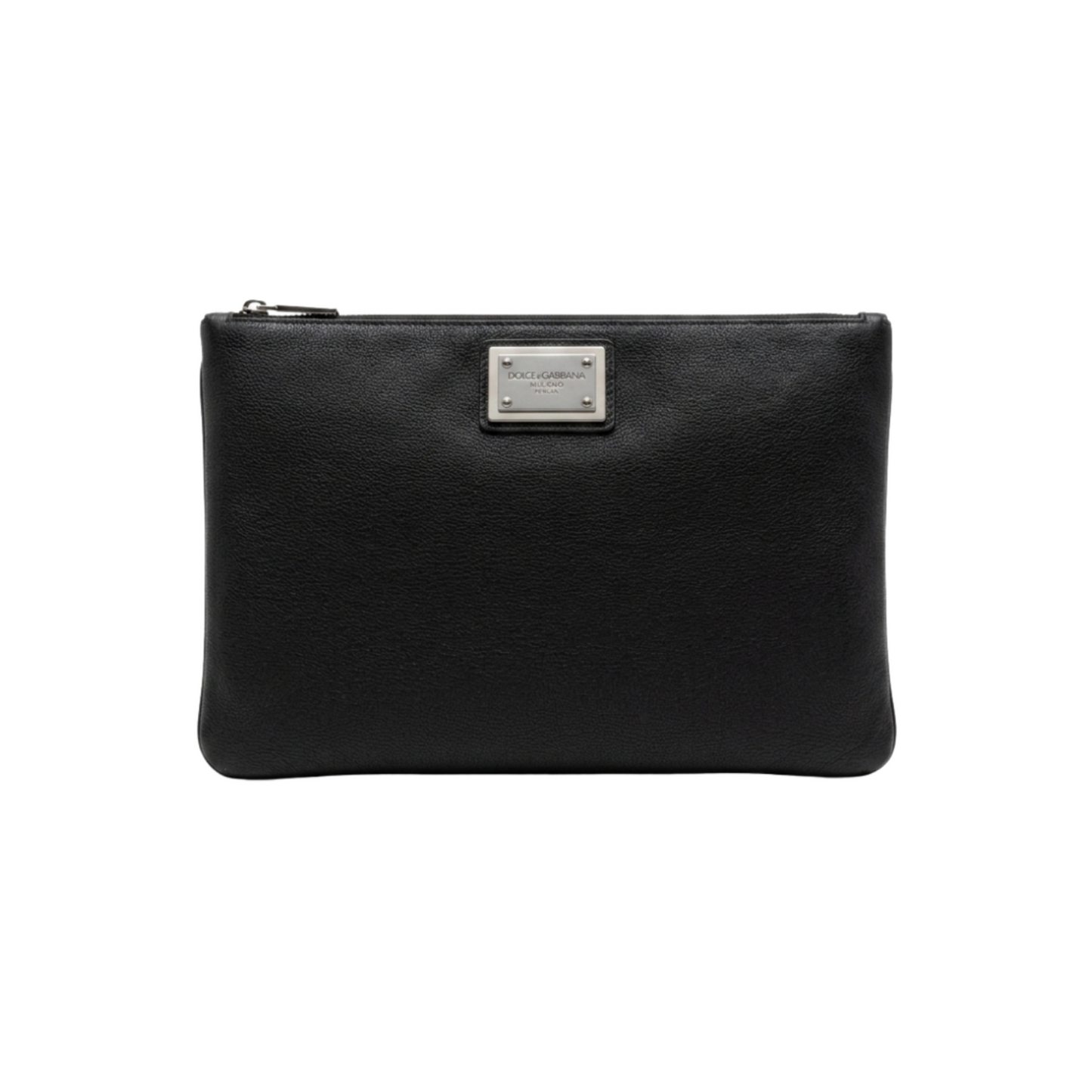 Dolce & Gabbana Leather Clutch Bag – Black & Silver