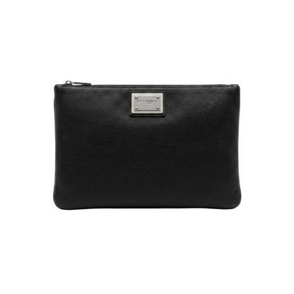 Dolce & Gabbana Leather Clutch Bag – Black & Silver