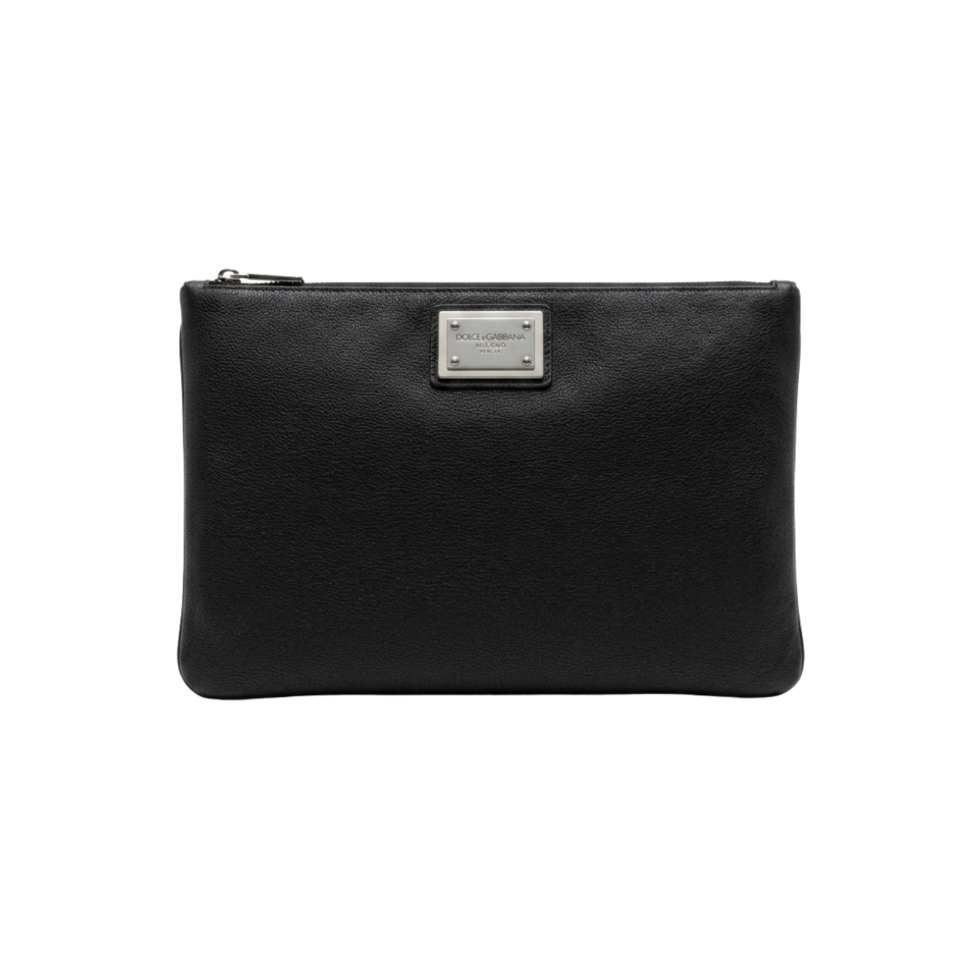 Dolce & Gabbana Leather Clutch Bag – Black & Silver
