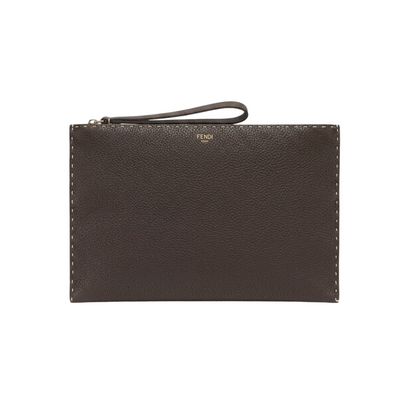 Fendi Leather Pouch Bag – Brown, Men's