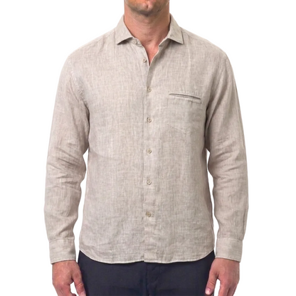 Eleventy Italian Linen Shirt – Beige, Men's