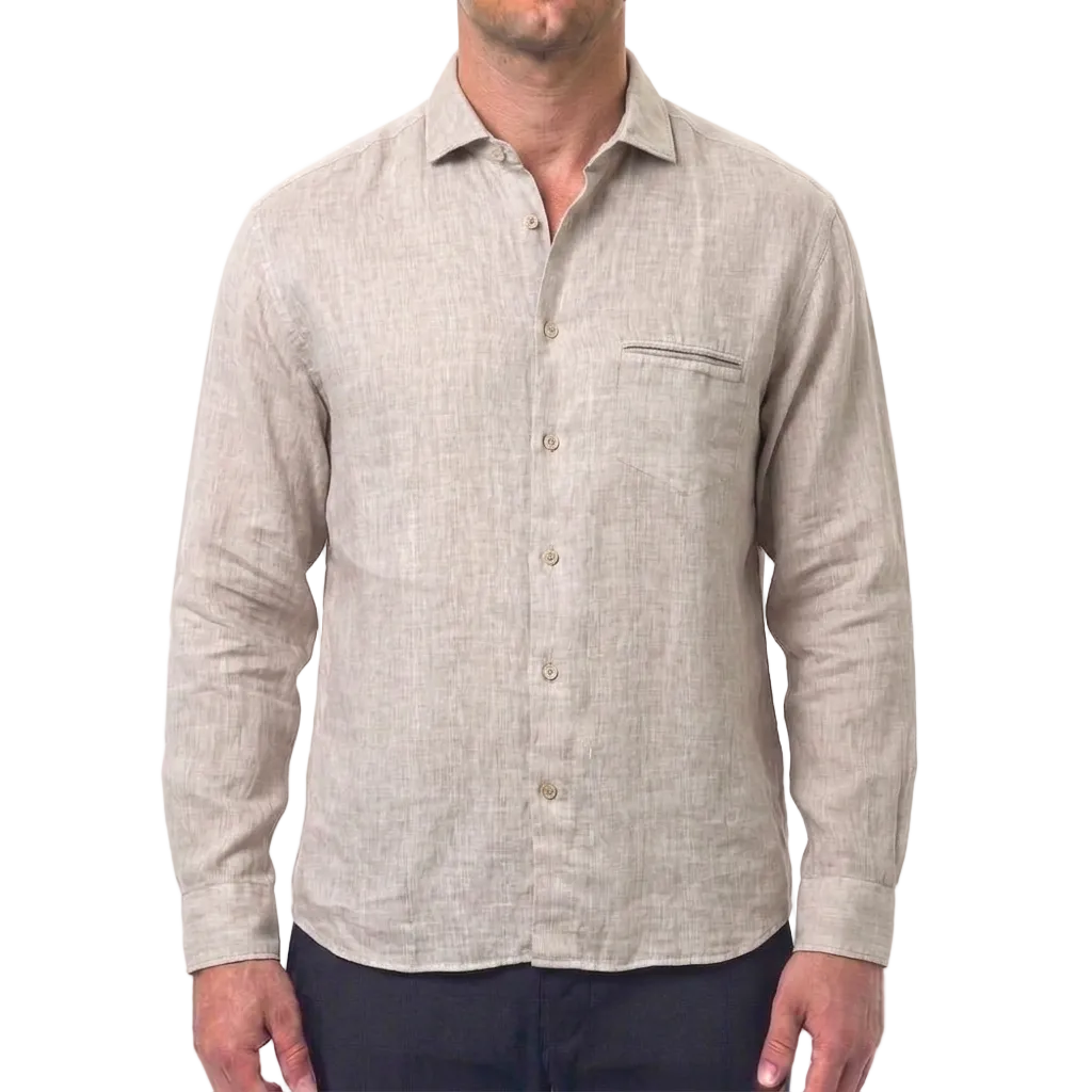 Eleventy Italian Linen Shirt – Beige, Men's