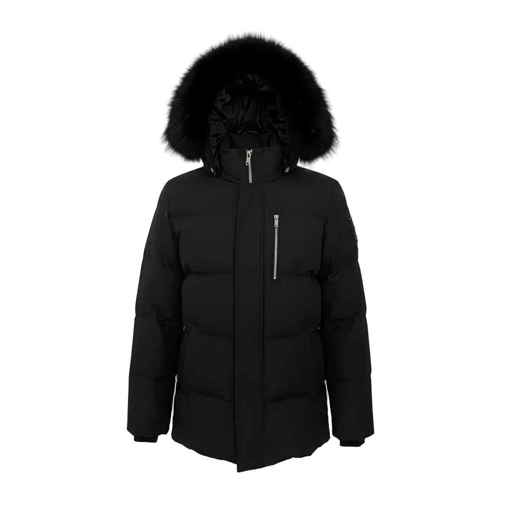 Moose Knuckles Cloude 3Q Fur Trim Down Jacket – Men's | Black