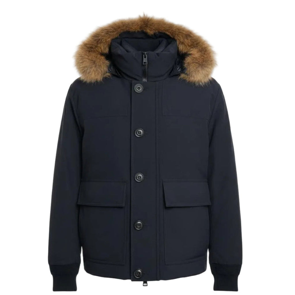 Moncler Down & Fur Jacket – Dark Blue, Men's