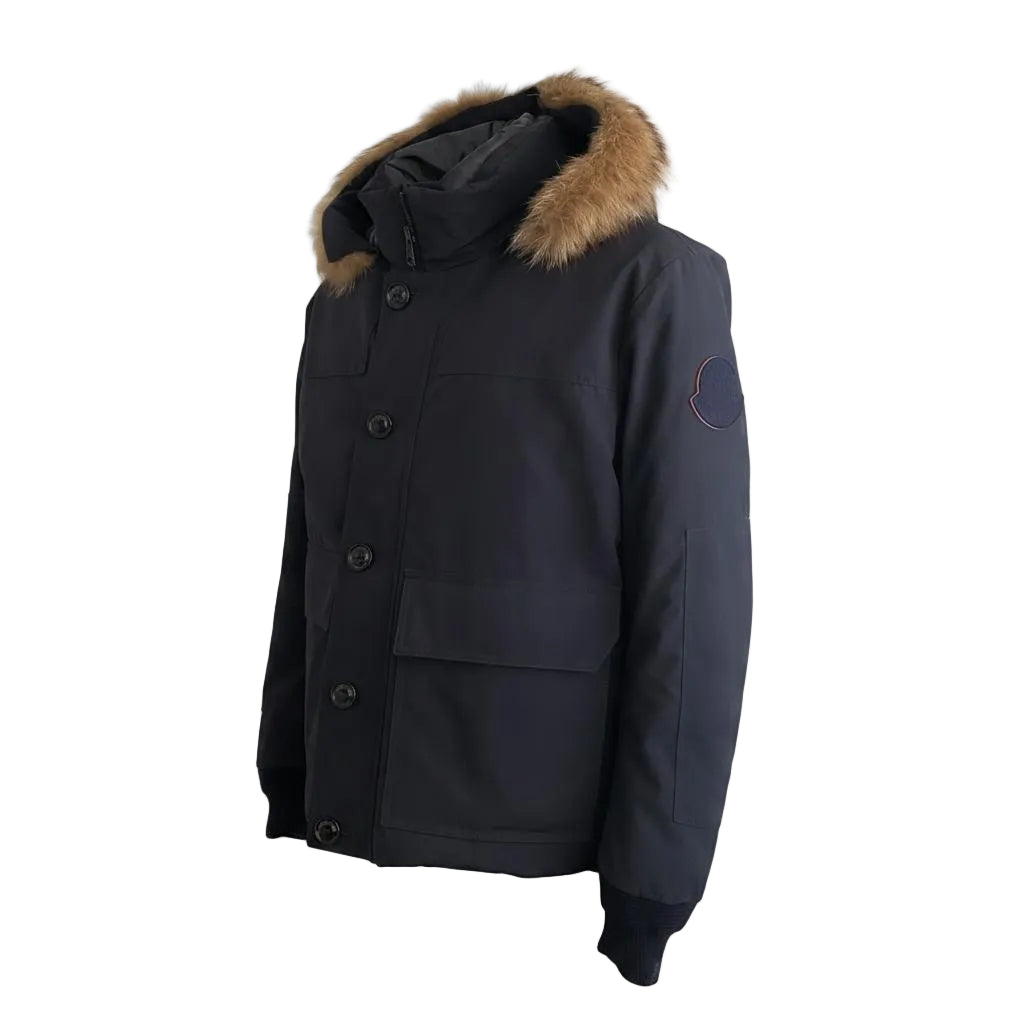 Moncler Down & Fur Jacket – Dark Blue, Men's