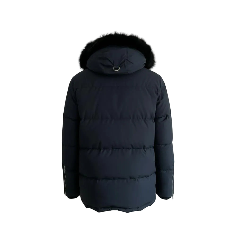 Moose Knuckles Forestville Fur Trim Down Jacket – Men's | Navy Blue