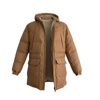 Eleventy Wool-Silk Down Jacket – Camel, Men's