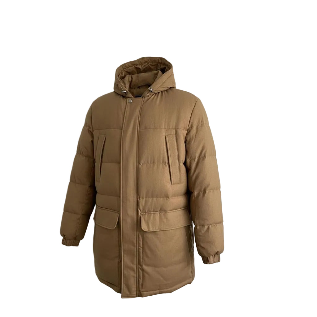 Eleventy Wool-Silk Down Jacket – Camel, Men's