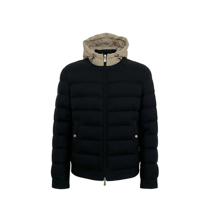 Eleventy Silk-Cashmere Hoodie Jacket – Blue/Beige, Men's