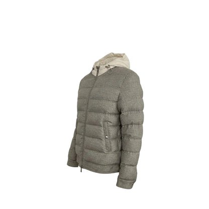Eleventy Silk-Cashmere Hoodie Jacket – Grey, Beige  Men's