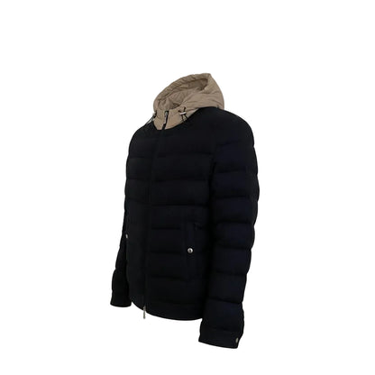 Eleventy Silk-Cashmere Hoodie Jacket – Blue/Beige, Men's
