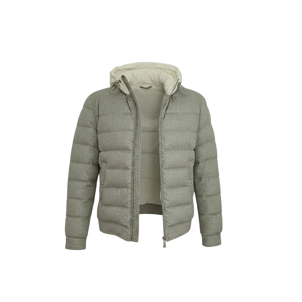 Eleventy Silk-Cashmere Hoodie Jacket – Grey, Beige  Men's