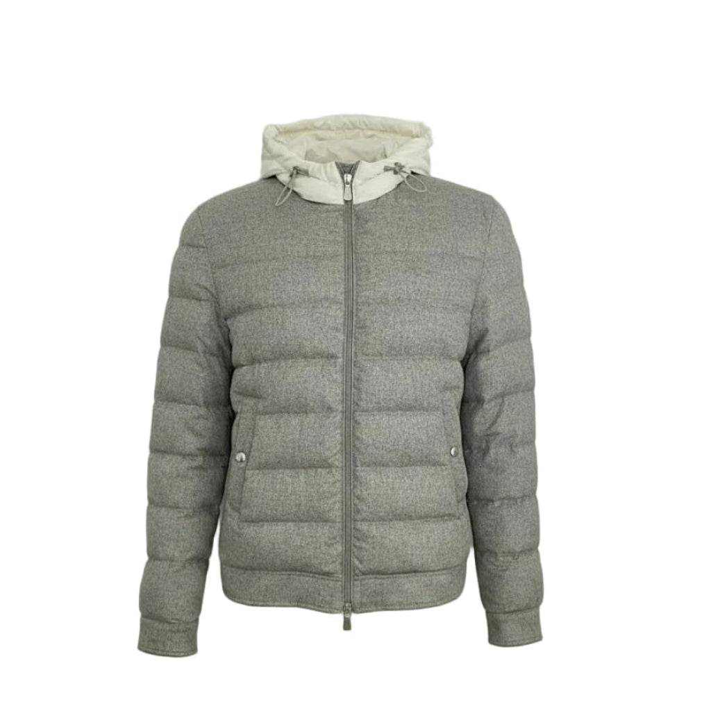 Eleventy Silk-Cashmere Hoodie Jacket – Grey, Beige  Men's