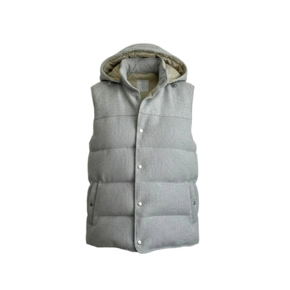 Eleventy Wool-Cashmere Hoodie Vest – Grey, Men's