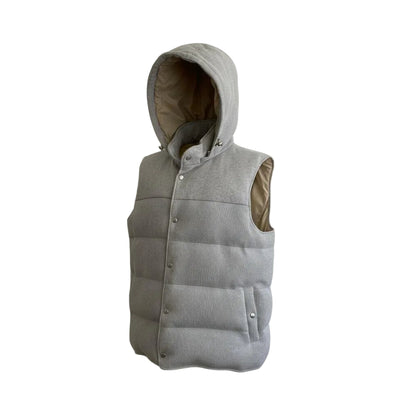Eleventy Wool-Cashmere Hoodie Vest – Grey, Men's