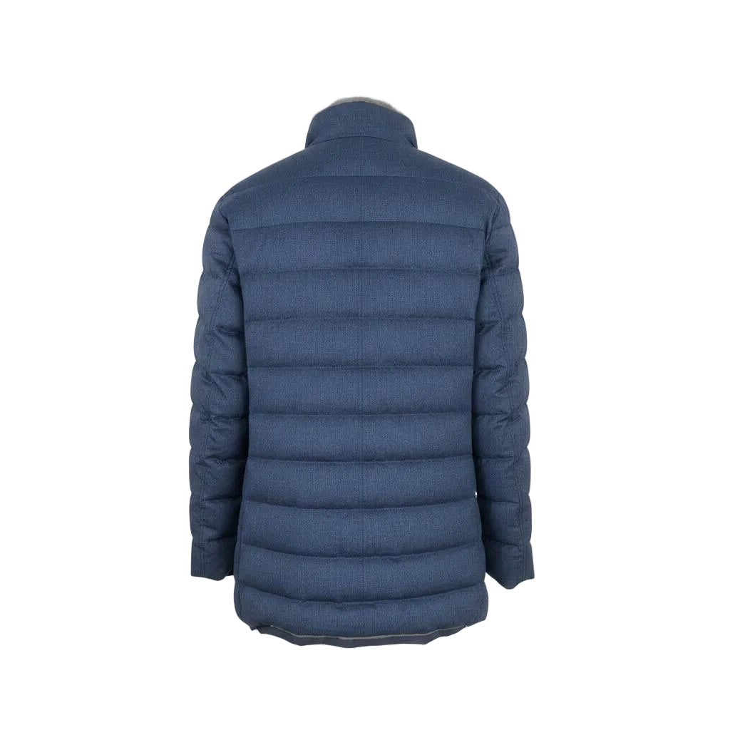 Herno Silk-Cashmere Beaver Fur Down Jacket – Blue, Men's