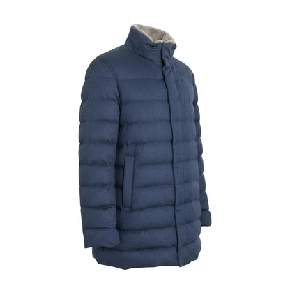 Herno Silk-Cashmere Beaver Fur Down Jacket – Blue, Men's